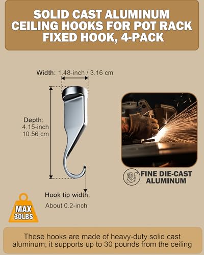 Cooks Standard Fixed Pot Rack Solid Cast Pan Hooks  Set of 4 - Image 4